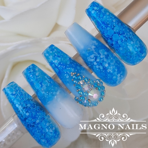 Preview: UV Gel - 5453 - Confetti Gel - Neon Blue